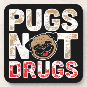 Pugs Not Drugs - Leuke, Grappige, Nieuwigheid Hond Bier Onderzetter