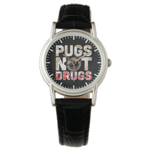 Pugs Not Drugs - Leuke, Grappige, Nieuwigheid Hond Horloge