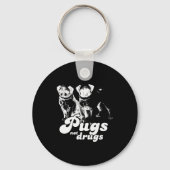 PUGS NOT DRUGS T-shirt Sleutelhanger (Voorkant)