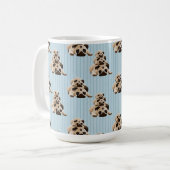 Pugs op blauwe strepen koffiemok (Voorkant links)