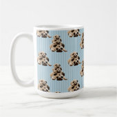 Pugs op blauwe strepen koffiemok (Links)
