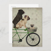 Pugs op fiets briefkaart (Voorkant / Achterkant)