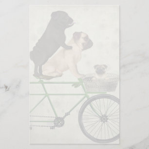 Pugs op fiets briefpapier
