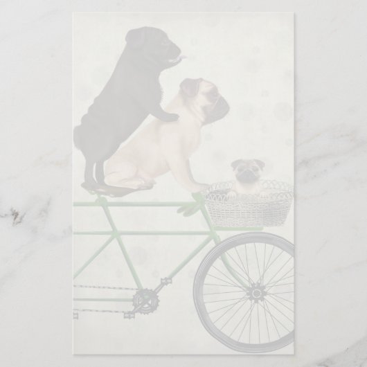 Pugs op fiets briefpapier (Voorkant)