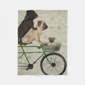 Pugs op fiets fleece deken (Voorkant)