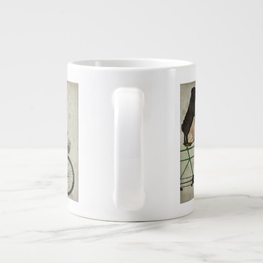 Pugs op fiets grote koffiekop (Achterkant)