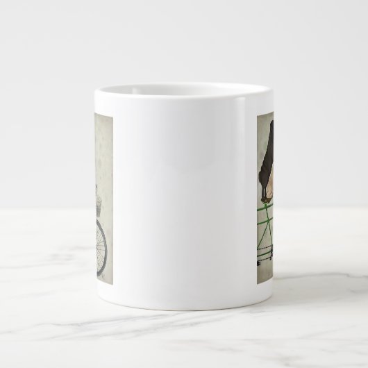 Pugs op fiets grote koffiekop (Voorkant)