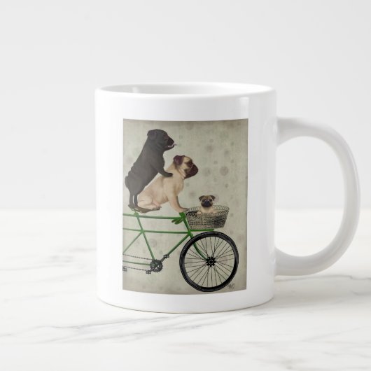 Pugs op fiets grote koffiekop (Rechts)