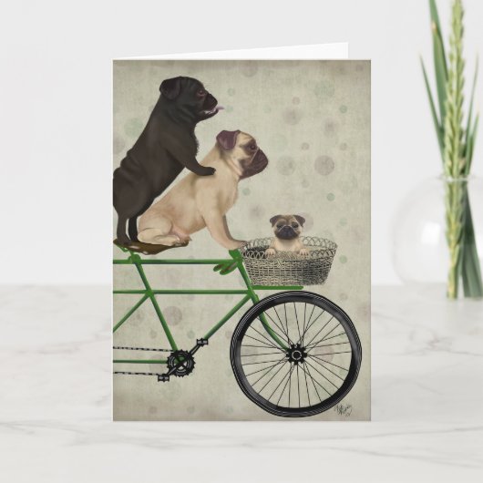 Pugs op fiets kaart (Voorkant)