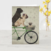 Pugs op fiets kaart (Gele Bloem)