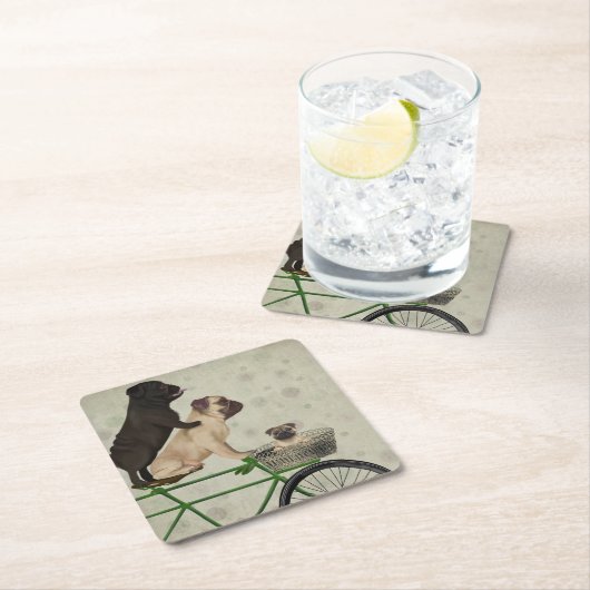 Pugs op fiets kartonnen onderzetters (Insitu)