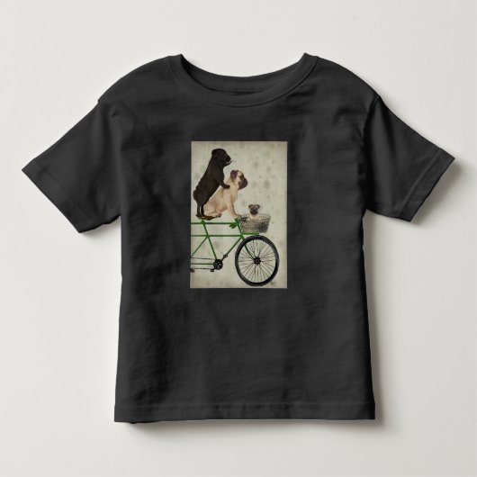 Pugs op fiets kinder shirts (Voorkant)