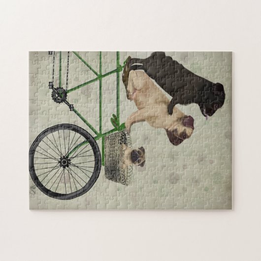 Pugs op fiets legpuzzel (Horizontaal)