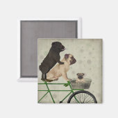 Pugs op fiets magneet (Voorkant / Achterkant)