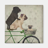 Pugs op fiets magneet (Voorkant)