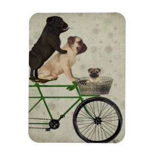 Pugs op fiets magneet