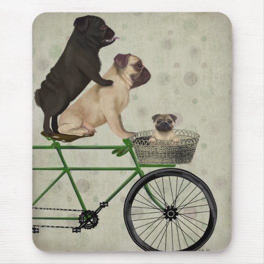 Pugs op fiets muismat (Voorkant)