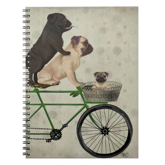 Pugs op fiets notitieboek (Voorkant)