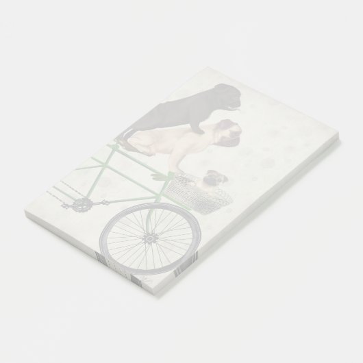 Pugs op fiets post-it® notes (Schuin)