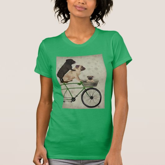 Pugs op fiets t-shirt (Voorkant)