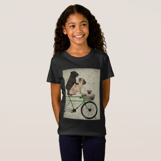 Pugs op fiets t-shirt (Voorkant volledig)