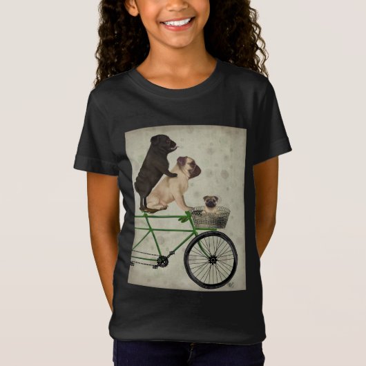 Pugs op fiets t-shirt (Voorkant)
