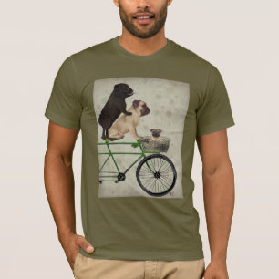 Pugs op fiets t-shirt