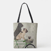Pugs op fiets tote bag (Achterkant)