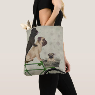 Pugs op fiets tote bag