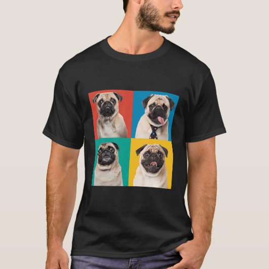 Pugs Portrait Foto's Carlino voor Hondenliefhebber T-shirt (Voorkant)