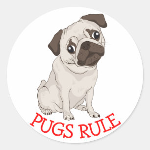 Pugs Regel! Pug Puppy Dog Cartoon Sticker / zeehon