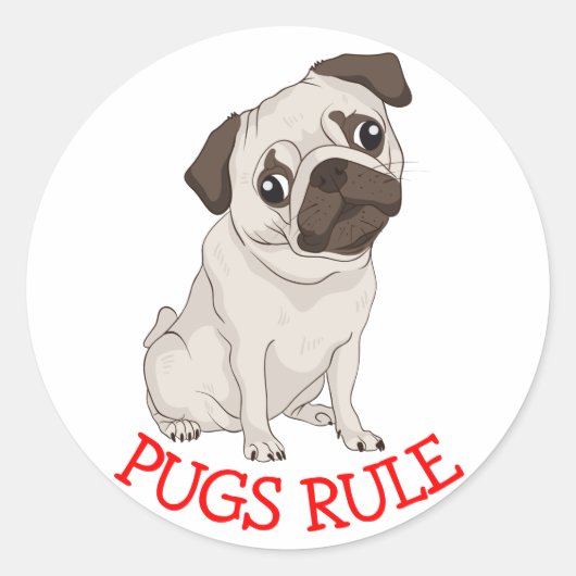 Pugs Regel! Pug Puppy Dog Cartoon Sticker / zeehon (Voorkant)