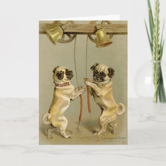 Pugs Ringing Bell wenskaart Feestdagen Kaart (Voorkant)