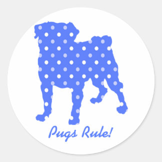 Pugs Rule Polka Dot Pug Stickers - Pug Rescue