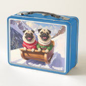 Pugs Sled Ride Metal Lunch Box (Achterkant)