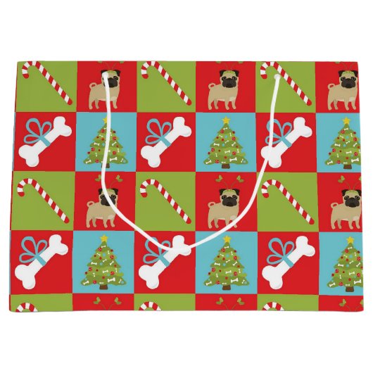 Pugs, snoeprietjes, Botten, bomen Large Cadeautasje (Voorkant)