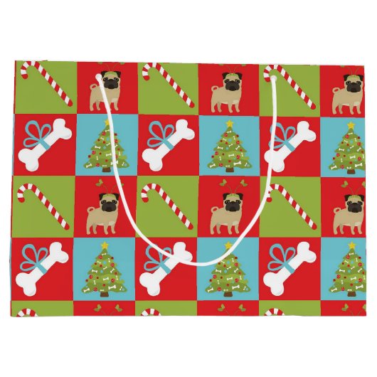 Pugs, snoeprietjes, Botten, bomen Large Cadeautasje (Achterkant)