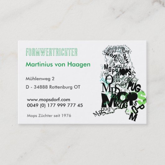 Pug's specialist visitekaartje (Voorkant)