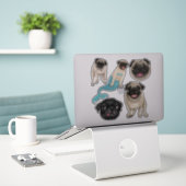 Pugs Sticker (Laptop op bureau)