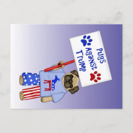 Pugs tegen Trump Briefkaart