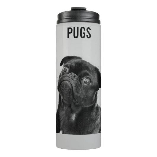 PUGS thermische tumbler op maat. Thermosbeker (Voorkant)