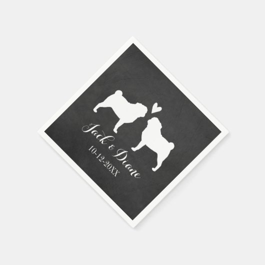 Pugs Trouwpaar met aangepaste tekst Servetten (Hoek)