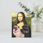 Pugs (vaal + zwart) - Mona Lisa Briefkaart (Staand voorkant)