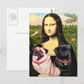 Pugs (vaal + zwart) - Mona Lisa Briefkaart (Voorkant / Achterkant)