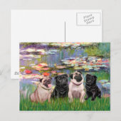 Pugs (Vier) - Lilies2 Briefkaart (Voorkant / Achterkant)