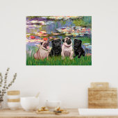 Pugs (Vier) - Lilies2 Poster (Keuken)