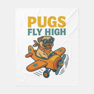 Pugs Vliegen Hoog Fleece Deken