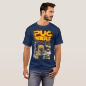 Pugs Wars - Funny Pug Dog Sci-Fi Film Parodie T-shirt (Voorkant volledig)