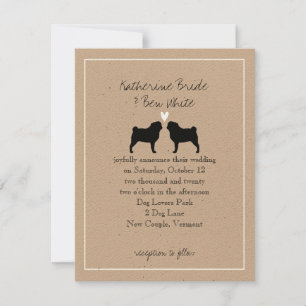 Pugs Wedding Invitation Kaart