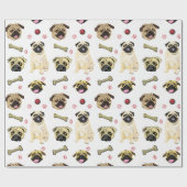 Pugs White Gift Wrap Cadeaupapier (Vlak)
